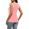 imageWIHOLL Womens Ribbed Tank Tops 2025 Summer V Neck Slim Fitted Tops Casual Basic Knit Sleeveless ShirtsColor Block Pink