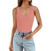 imageWIHOLL Womens Ribbed Tank Tops 2025 Summer V Neck Slim Fitted Tops Casual Basic Knit Sleeveless ShirtsCoral Pink