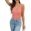 imageWIHOLL Womens Ribbed Tank Tops 2025 Summer V Neck Slim Fitted Tops Casual Basic Knit Sleeveless ShirtsCoral Pink