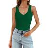 imageWIHOLL Womens Ribbed Tank Tops 2025 Summer V Neck Slim Fitted Tops Casual Basic Knit Sleeveless ShirtsGreen