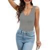 imageWIHOLL Womens Ribbed Tank Tops 2025 Summer V Neck Slim Fitted Tops Casual Basic Knit Sleeveless ShirtsGrey