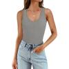imageWIHOLL Womens Ribbed Tank Tops 2025 Summer V Neck Slim Fitted Tops Casual Basic Knit Sleeveless ShirtsGrey
