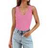imageWIHOLL Womens Ribbed Tank Tops 2025 Summer V Neck Slim Fitted Tops Casual Basic Knit Sleeveless ShirtsHot Pink