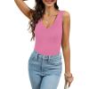 imageWIHOLL Womens Ribbed Tank Tops 2025 Summer V Neck Slim Fitted Tops Casual Basic Knit Sleeveless ShirtsHot Pink
