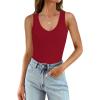imageWIHOLL Womens Ribbed Tank Tops 2025 Summer V Neck Slim Fitted Tops Casual Basic Knit Sleeveless ShirtsRed