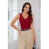 imageWIHOLL Womens Ribbed Tank Tops 2025 Summer V Neck Slim Fitted Tops Casual Basic Knit Sleeveless ShirtsRed