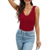 imageWIHOLL Womens Ribbed Tank Tops 2025 Summer V Neck Slim Fitted Tops Casual Basic Knit Sleeveless ShirtsRed