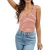 imageWIHOLL Womens Ribbed Tank Tops 2025 Summer V Neck Slim Fitted Tops Casual Basic Knit Sleeveless ShirtsRed Stripe