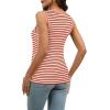 imageWIHOLL Womens Ribbed Tank Tops 2025 Summer V Neck Slim Fitted Tops Casual Basic Knit Sleeveless ShirtsRed Stripe