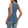 imageWIHOLL Womens Ribbed Tank Tops 2025 Summer V Neck Slim Fitted Tops Casual Basic Knit Sleeveless ShirtsSmoky Blue