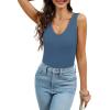 imageWIHOLL Womens Ribbed Tank Tops 2025 Summer V Neck Slim Fitted Tops Casual Basic Knit Sleeveless ShirtsSmoky Blue