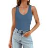 imageWIHOLL Womens Ribbed Tank Tops 2025 Summer V Neck Slim Fitted Tops Casual Basic Knit Sleeveless ShirtsSmoky Blue