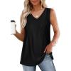 imageWIHOLL Summer Womens Tank Tops Loose Fit Pleated 2025 V Neck Sleeveless Tops CasualS3XLBasic Black