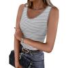 imageWIHOLL Womens Ribbed Tank Tops 2025 Summer V Neck Slim Fitted Tops Casual Basic Knit Sleeveless ShirtsGrey Stripe