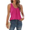 imageWIHOLL Tank Tops for Women Loose Fit Summer Tops V Neck Sleeveless Tanks Trendy3rose Pink