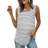 imageWIHOLL Tank Tops for Women Summer Outfits 2025 Square Neck Casual Shirts Blouses4stripes Black