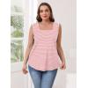 imageWIHOLL Tank Tops for Women Summer Outfits 2025 Square Neck Casual Shirts Blouses4stripes Pink