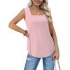 imageWIHOLL Tank Tops for Women Summer Outfits 2025 Square Neck Casual Shirts Blouses4stripes Pink