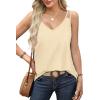 imageWIHOLL Women Tank Top Casual Summer Tops 2024 Fashion Spaghetti Strap Sleeveless V Neck Shirts Sexy CamisolesApricot