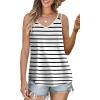 imageWIHOLL Women Tank Top Casual Summer Tops 2024 Fashion Spaghetti Strap Sleeveless V Neck Shirts Sexy CamisolesBlack White Stripe