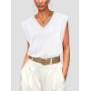 imageWIHOLL Womens Cap Sleeve Tops Summer V Neck Tank Basic Tee Shirts 2025 Fashion Casual Loose FitA  White