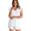 imageWIHOLL Womens Cap Sleeve Tops Summer V Neck Tank Basic Tee Shirts 2025 Fashion Casual Loose FitA  White