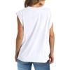 imageWIHOLL Womens Cap Sleeve Tops Summer V Neck Tank Basic Tee Shirts 2025 Fashion Casual Loose FitA  White