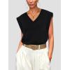 imageWIHOLL Womens Cap Sleeve Tops Summer V Neck Tank Basic Tee Shirts 2025 Fashion Casual Loose FitB  Black