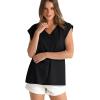 imageWIHOLL Womens Cap Sleeve Tops Summer V Neck Tank Basic Tee Shirts 2025 Fashion Casual Loose FitB  Black