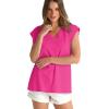 imageWIHOLL Womens Cap Sleeve Tops Summer V Neck Tank Basic Tee Shirts 2025 Fashion Casual Loose FitC  Hot Pink