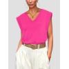 imageWIHOLL Womens Cap Sleeve Tops Summer V Neck Tank Basic Tee Shirts 2025 Fashion Casual Loose FitC  Hot Pink
