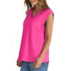 imageWIHOLL Womens Cap Sleeve Tops Summer V Neck Tank Basic Tee Shirts 2025 Fashion Casual Loose FitC  Hot Pink
