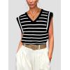 imageWIHOLL Womens Cap Sleeve Tops Summer V Neck Tank Basic Tee Shirts 2025 Fashion Casual Loose FitD  White Stripe