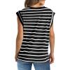 imageWIHOLL Womens Cap Sleeve Tops Summer V Neck Tank Basic Tee Shirts 2025 Fashion Casual Loose FitD  White Stripe