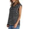 imageWIHOLL Womens Cap Sleeve Tops Summer V Neck Tank Basic Tee Shirts 2025 Fashion Casual Loose FitD  White Stripe