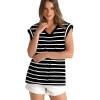 imageWIHOLL Womens Cap Sleeve Tops Summer V Neck Tank Basic Tee Shirts 2025 Fashion Casual Loose FitD  White Stripe