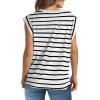 imageWIHOLL Womens Cap Sleeve Tops Summer V Neck Tank Basic Tee Shirts 2025 Fashion Casual Loose FitE  Black Stripe