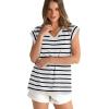 imageWIHOLL Womens Cap Sleeve Tops Summer V Neck Tank Basic Tee Shirts 2025 Fashion Casual Loose FitE  Black Stripe