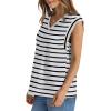 imageWIHOLL Womens Cap Sleeve Tops Summer V Neck Tank Basic Tee Shirts 2025 Fashion Casual Loose FitE  Black Stripe