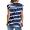 imageWIHOLL Womens Cap Sleeve Tops Summer V Neck Tank Basic Tee Shirts 2025 Fashion Casual Loose FitF  Navy Bluewhite Stripe