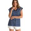 imageWIHOLL Womens Cap Sleeve Tops Summer V Neck Tank Basic Tee Shirts 2025 Fashion Casual Loose FitF  Navy Bluewhite Stripe