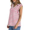imageWIHOLL Womens Cap Sleeve Tops Summer V Neck Tank Basic Tee Shirts 2025 Fashion Casual Loose FitG  Redwhite Stripe