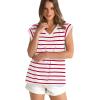 imageWIHOLL Womens Cap Sleeve Tops Summer V Neck Tank Basic Tee Shirts 2025 Fashion Casual Loose FitG  Redwhite Stripe