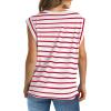 imageWIHOLL Womens Cap Sleeve Tops Summer V Neck Tank Basic Tee Shirts 2025 Fashion Casual Loose FitG  Redwhite Stripe