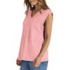 imageWIHOLL Womens Cap Sleeve Tops Summer V Neck Tank Basic Tee Shirts 2025 Fashion Casual Loose FitH  Light Pink