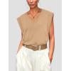 imageWIHOLL Womens Cap Sleeve Tops Summer V Neck Tank Basic Tee Shirts 2025 Fashion Casual Loose FitI  Khaki