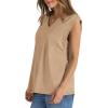 imageWIHOLL Womens Cap Sleeve Tops Summer V Neck Tank Basic Tee Shirts 2025 Fashion Casual Loose FitI  Khaki