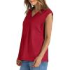 imageWIHOLL Womens Cap Sleeve Tops Summer V Neck Tank Basic Tee Shirts 2025 Fashion Casual Loose FitJ Red