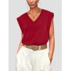 imageWIHOLL Womens Cap Sleeve Tops Summer V Neck Tank Basic Tee Shirts 2025 Fashion Casual Loose FitJ Red