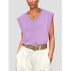 imageWIHOLL Womens Cap Sleeve Tops Summer V Neck Tank Basic Tee Shirts 2025 Fashion Casual Loose FitK  Purple